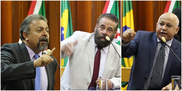 Vereadores e ex-integrantes da CEI das Pastas Vazias, Elias Vaz, Paulo Magalhães e Djalma Araújo: surgiram deles as primeiras denúncias contra o Nexus. Eles propuseram decreto para suspender alvarás | Fotos: Eduardo Nogueira e Alberto Maia
