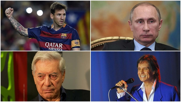 Vladimir Putin (político), Mario Vargas Llosa (escritor), Lionel Messi (jogador) e Roberto Carlos (cantor): offshores em paraísos fiscais