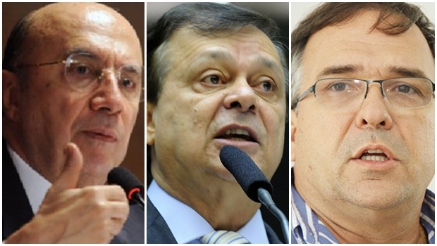 Na foto, Henrique Meirelles, Jovair Arantes e Sandro Mabel