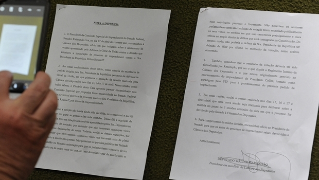 Nota a imprensa que fala sobre fala sobre a anulação da sessão de votação do impeachment da presidente Dilma Rousseff na Câmara dos Deputados | Foto: Foto: Alex Ferreira/ Câmara dos Deputados