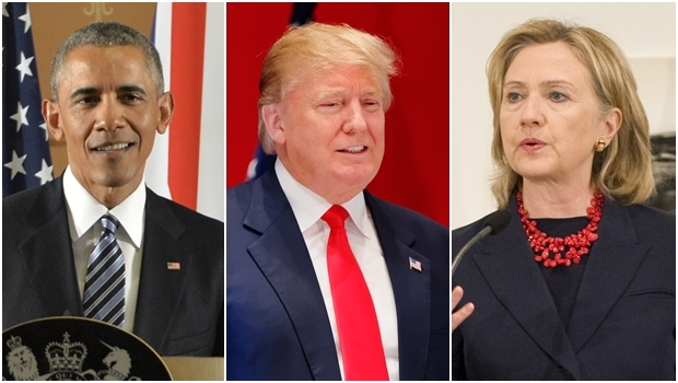 Barack Obama, Hillary Clinton e Donald Trump: nunca se matou tanto quanto no governo do presidente democrata; a segunda seria mais “moderada”; já o republicano assusta pelo reacionarismo político | Fotos: governo dos EUA e Wikicommons 