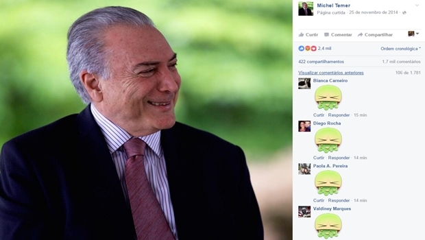 Protesto no Facebook de Temer