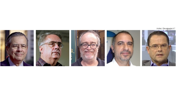 Paulo Henrique Amorim, Luís Nassif, Paulo Nogueira, Luiz Carlos Azenha e Sidney Rezende: os cinco jornalistas  são do primeiro time, mas se engajaram politicamente numa espécie de Rede Petista de Comunicação
