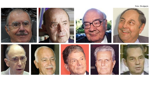 José Sarney, Francisco Dornelles, Olavo Setubal, Aureliano Chaves, Marco Maciel, Antonio Carlos Magalhães, Afonso Camargo, Leonidas Pires Gonçalves e Ivan de Souza Mendes: os homens da ditadura continuaram a mandar no primeiro governo civil pós-regime civil-militar. É adequado falar em transação e não em transição