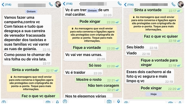 Prints de conversas mostram ameaças a vereador 