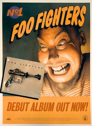 Material promocioanl que foi divulgado em 1995 para promover o lançamento do disco Foo Fighters | Foto: Divulgação