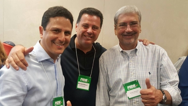 Ministro Bruno Araújo, governador Marconi Perillo e líder do governo na  Câmara,   Antônio Imbassahy