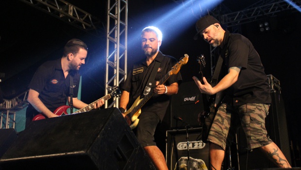 Phill, Fernando e Luciano durante o show do CPM 22 | Foto: Bruna Aidar/ Jornal Opção