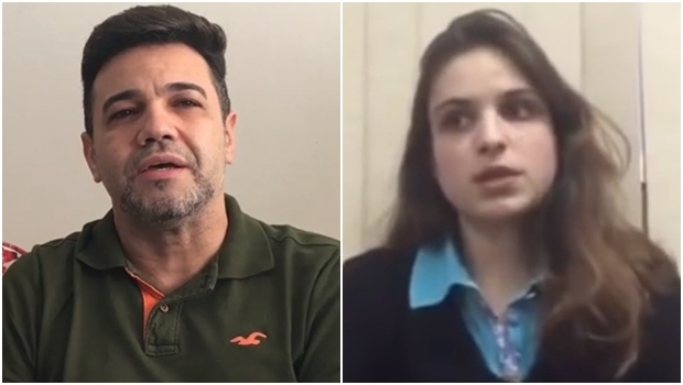 Feliciano e a suposta vítima, em vídeos