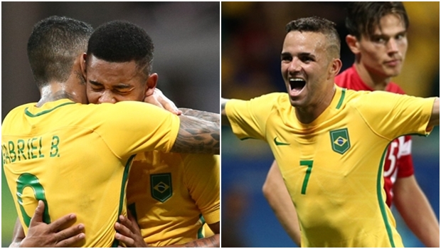 Gabriel Barbosa e Gabriel Jesus e Luan marcaram os gols da seleção olímpica do Brasil | Foto: reprodução / Twitter CBF