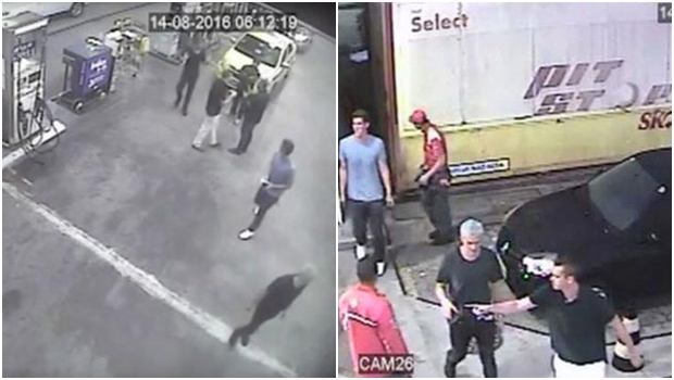 Imagens mostram os atletas num posto de gasolina e saindo de uma festa uma festa na Lagoa, na Zona Sul do Rio: ao saírem disseram ter sido assaltados