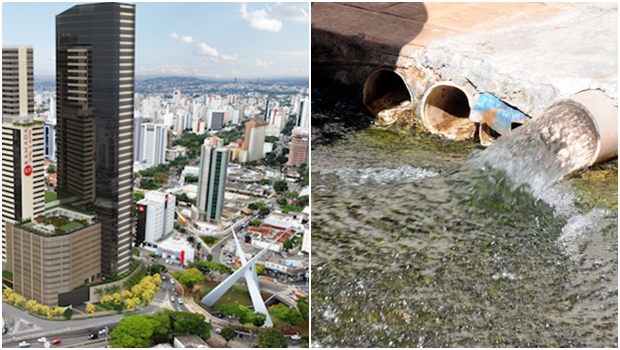 Mudanças nas regras do Plano Diretor causaram distorções na cidade, permitindo a construção de empreendimentos em locais impróprios, caso do Nexus, e também dando manutenção a práticas danosas como a permissão de rebaixamento de lençol freático, que pode “matar” a cidade em pouco tempo. Na foto (à esq.), água de lençol freático sendo jogada na rua |Fotos: Divulgação