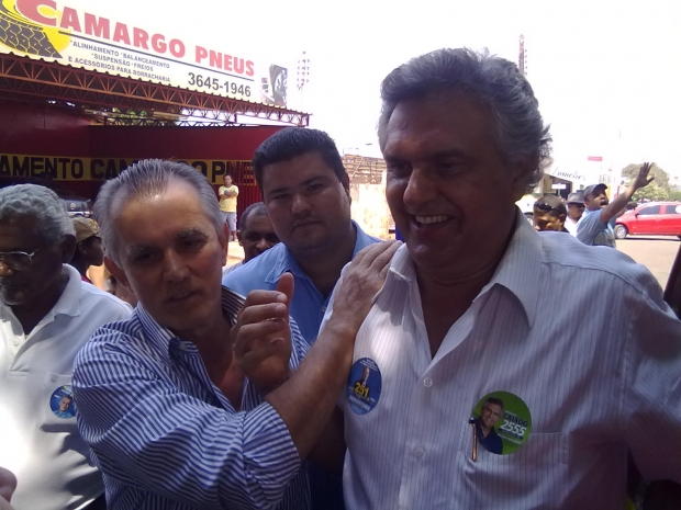 Victor Priori e Ronaldo Caiado: o candidato a prefeito de Jataí pode ser uma bola fora do senador do DEM | Foto: da campanha de Victor Priori