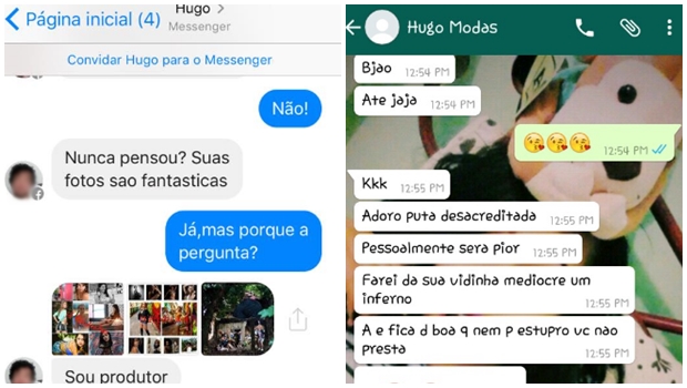 Duas publicações apontam que Hugo se passa por produtor de moda para conversar com garotas | Foto: Reprodução/Facebook