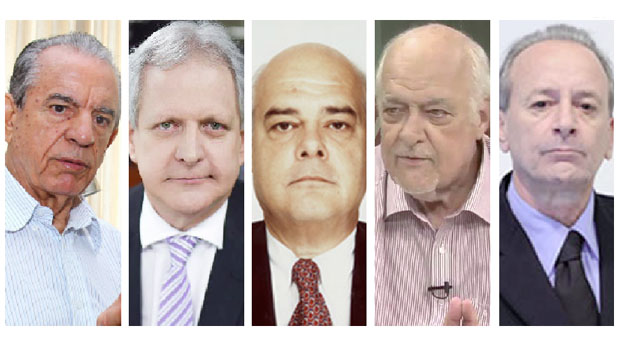 Iris Rezende, Augusto Nunes, Mário Almeida, José Roberto Guzzo e Mario Sergio Conti: cinco pessoas citadas em discussão sobre suposto suborno à revista “Veja”, mas os “denunciantes” não apresentaram provas, só indícios