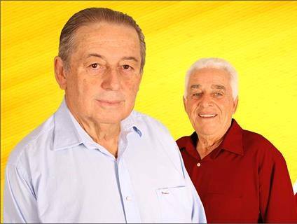Prefeito reeleito, Zezinho e seu vice, Zé dos Anjos