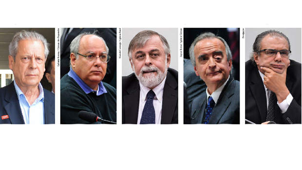José Dirceu, Renato Duque, Paulo Roberto Costa, Nestor Cerveró e Pedro Baruscco: o quinteto, aliado a diretores, políticos e empresários, contribuiu para uma espécie de privatização da Petrobrás