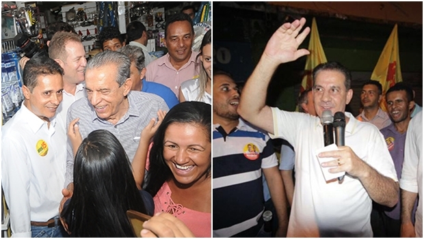 Iris Rezende e Vanderlan Cardoso em campanha: enquanto o peemedebista faz a política tradicional, o pessebista quer dinamizar a economia goianiense para gerar empregos e aumentar a renda dos goianienses | Fotos: Paulo José (Iris) e Reprodução Facebook (Vanderlan)