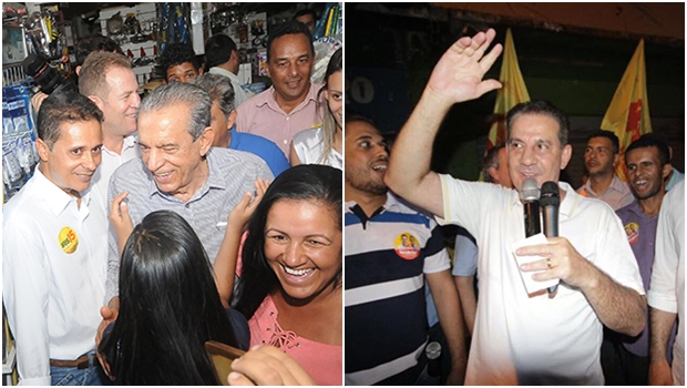 Iris Rezende e Vanderlan Cardoso em campanha: enquanto o peemedebista faz a política tradicional, o pessebista quer dinamizar a economia goianiense para gerar empregos e aumentar a renda dos goianienses | Fotos: Paulo José (Iris) e Reprodução Facebook (Vanderlan)