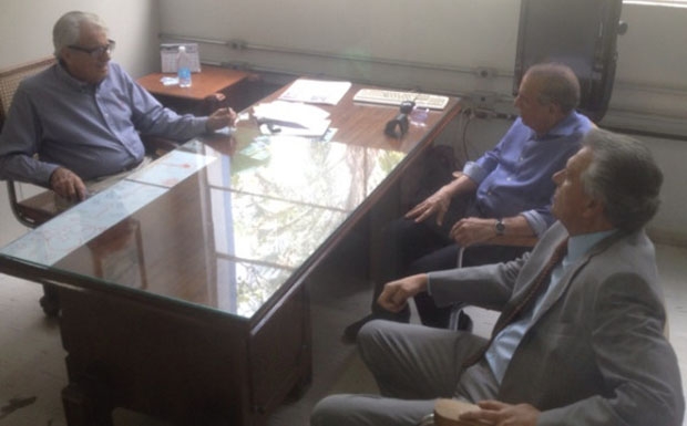 Batista Custódio, editor geral do Diário da Manhã, com o prefeito eleito de Goiânia, Iris Rezende, e com o senador Ronaldo Caiado