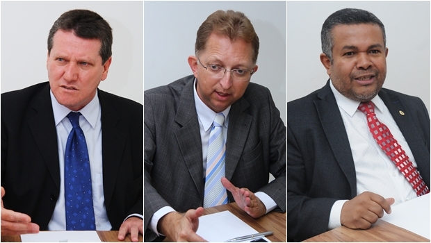 Giuseppe Vecci: “Eliton é o que a base tem de concreto”; João Campos: “É preparadíssimo, está pronto para o cargo”; Santana Gomes: “É um projeto novo, não continuidade” | Fotos: Fernando Leite/ Jornal Opção