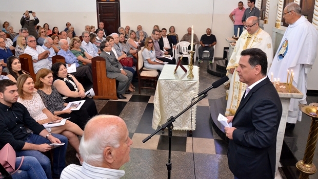 Marconi durante a missa de Luiz Rassi |  Foto: Eduardo Ferreira