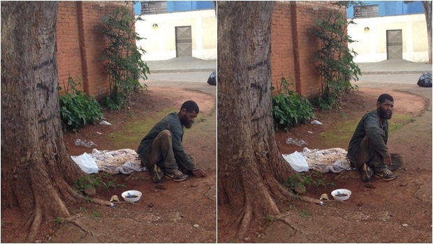 Homem não aceita comida e se alimenta do lixo | Foto: Reprodução / Facebook