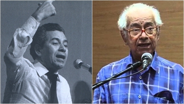 Modesto da Silveira em dois tempos: mais jovem, atuante em defesa dos presos políticos e chegou a se tornar deputado federal; mais tarde, envelhecido, continuou sua defesa dos direitos humanos. Era o advogado-soldado