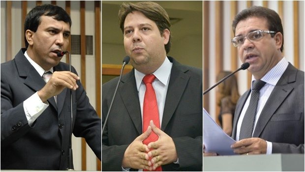 Wagner Siqueira (PMDB), Karlos Cabral (PDT) e Daniel Messac (PSDB) assumem vagas no legislativo goiano | Fotos: Alego