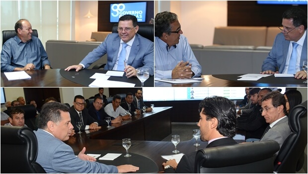Marconi com os prefeitos de Anicuns, José Jorge de Souza (PSD); Firminópolis, Jorge José de Souza (PP) e de Hidrolândia, Paulo Sérgio de Rezende (DEM)