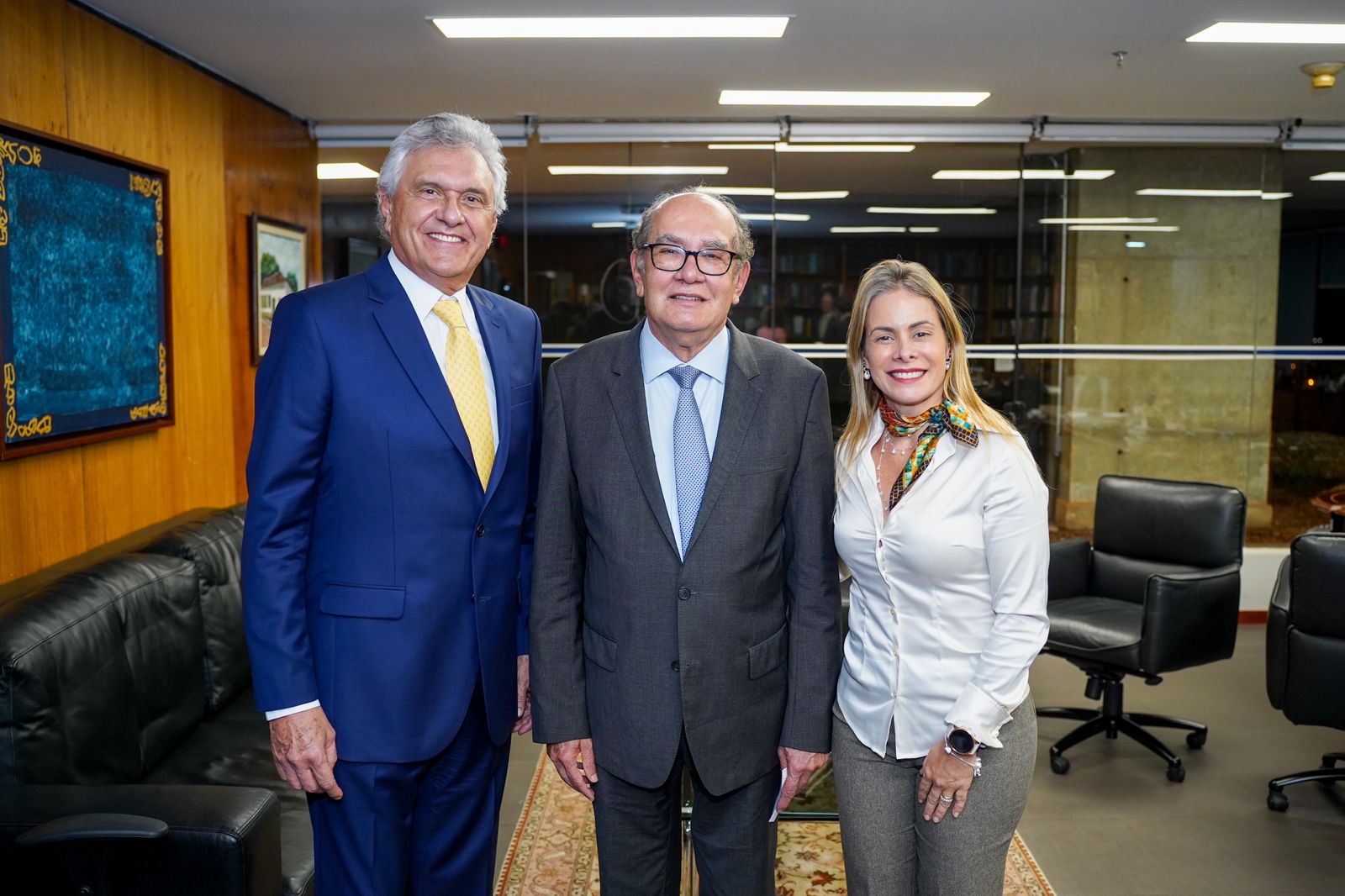 Caiado, Gilmar Mendes e Cristiane: discussão sobre entendimento de Leis Complementares que prejudicam Estados e municípios | Foto: divulgação/Júnior Guimarães