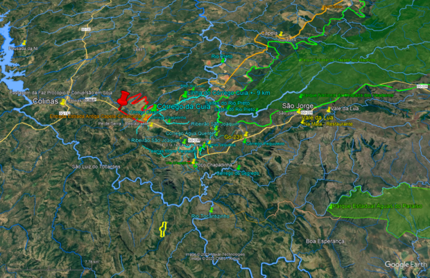 Destaque em vermelho de área de pastagem que supostamente será substituída por soja | Foto: divulgação