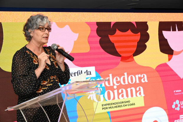 A reitora da UFG, professora Angelita Pereira de Lima, que ressaltou o grande impacto do empreendedorismo feminino
