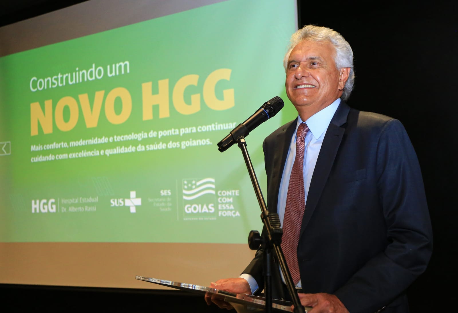 Governador Ronaldo Caiado durante cerimônia no HGG. | Foto: Wesley Costa.