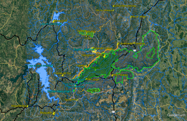 Visão integrativa dos 96 km do Circuito das Águas Quentes na Chapada dos Veadeiros  