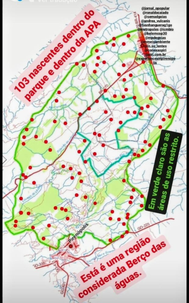 Nascentes catalogadas no Parque dos Pireneus | Foto: divulgação