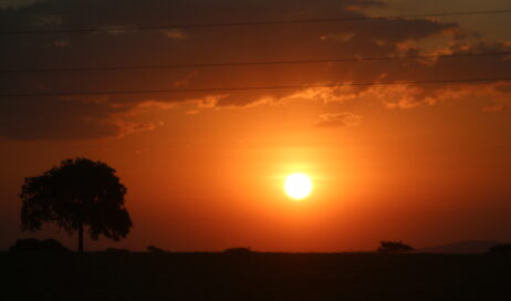Calor, sol, por do sol, sol vermelho, tempo, temperatura,