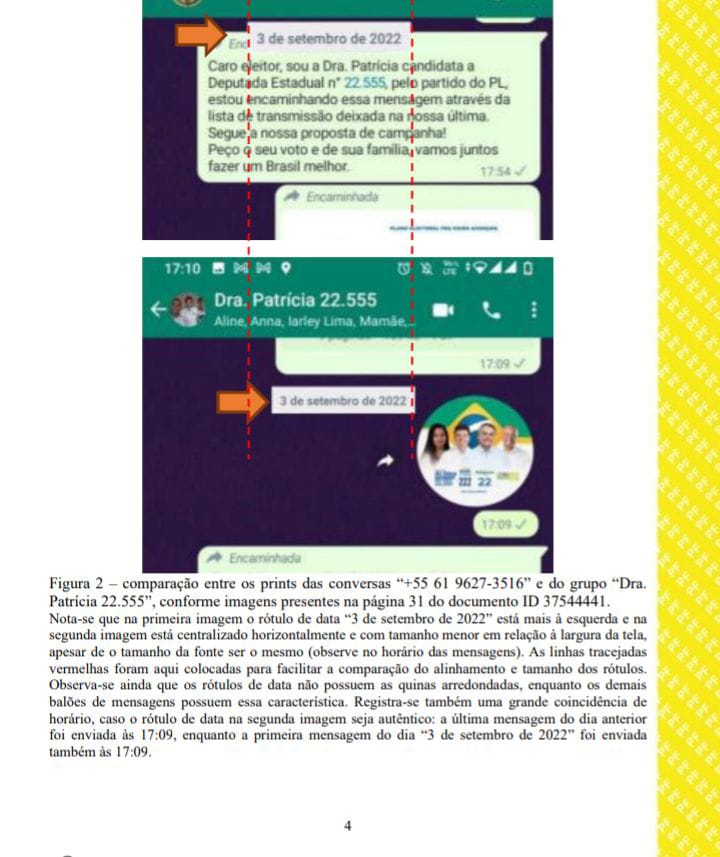 Print de WhatsApp apresentado pelo PL como prova em processo | Imagem/processo