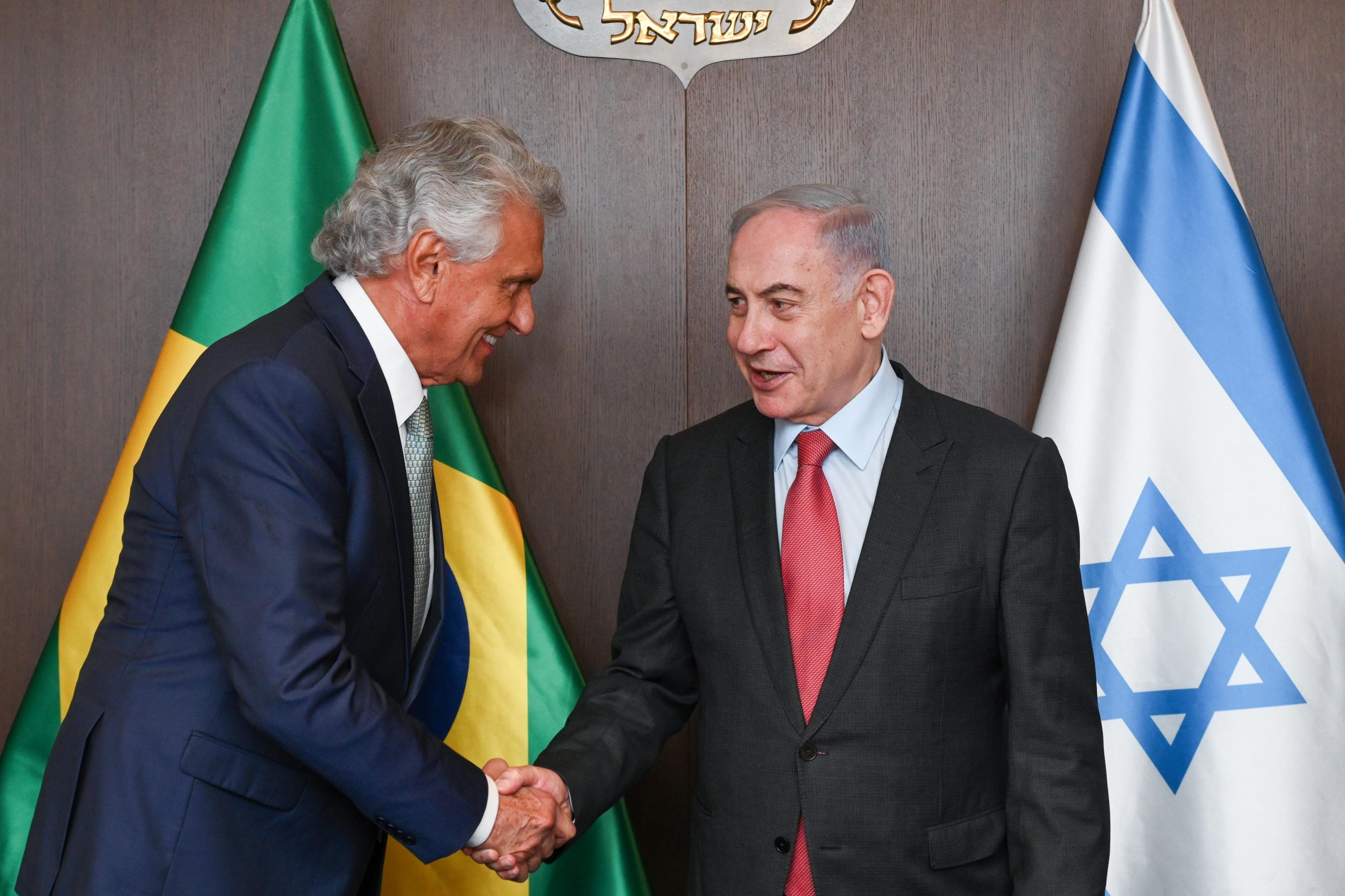 Caiado e o primeiro-ministro de Israel, Netanyahu | Foto: divulgação/Hegon Corrêa