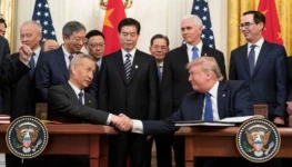 President Donald J. Trump, joined by Chinese Vice Premier Liu He