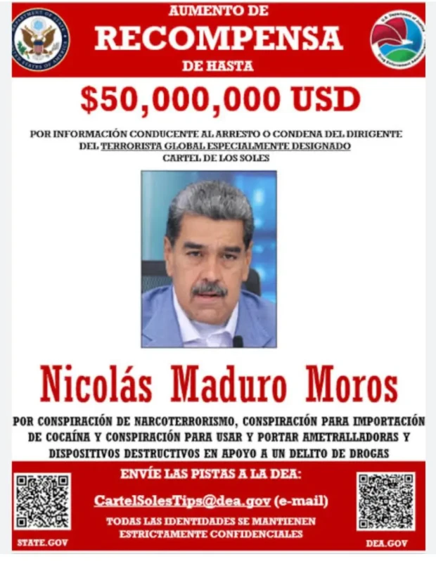Nicolás Maduro prêmio por sua cabeça 1