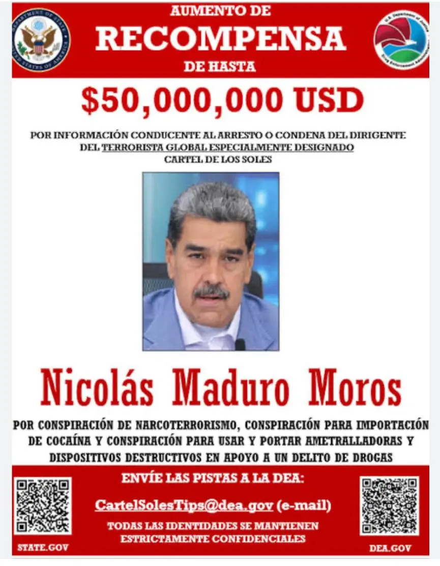 Nicolás Maduro prêmio por sua cabeça 1
