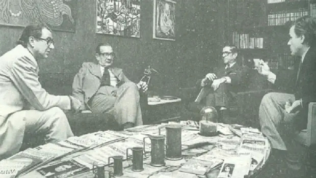 Roberto Civita e Mino Carta com Olavo Setúbal e Victor Civita