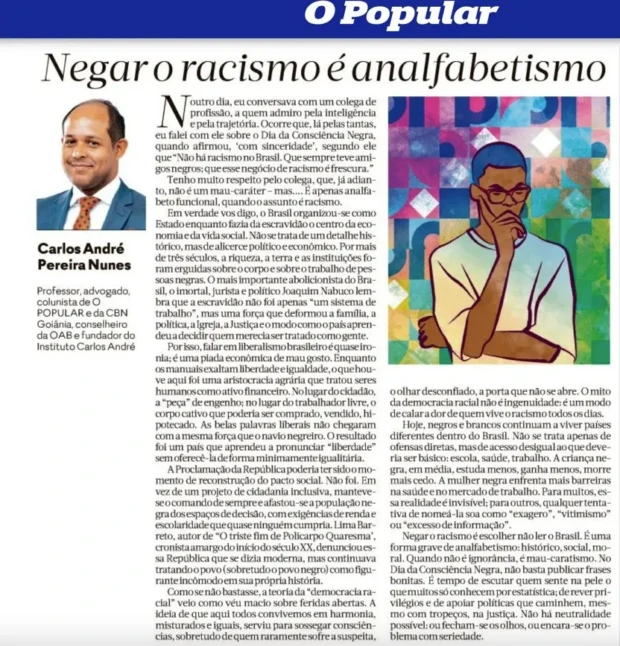 Carlos André Pereira Nunes artigo publicado em O Popular ok2