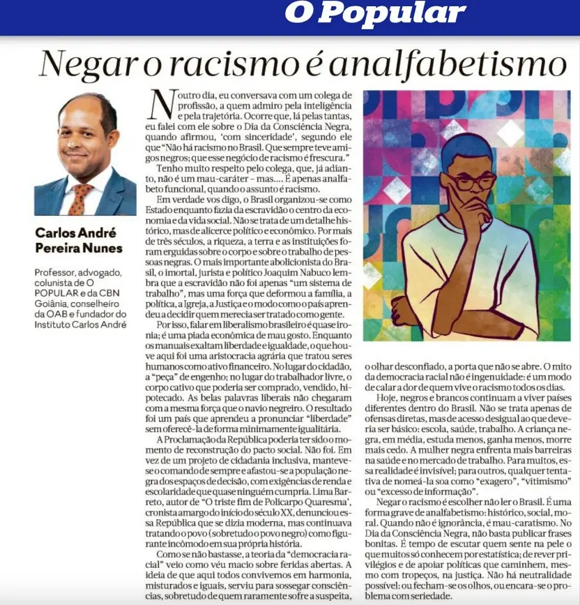 Carlos André Pereira Nunes artigo publicado em O Popular ok2