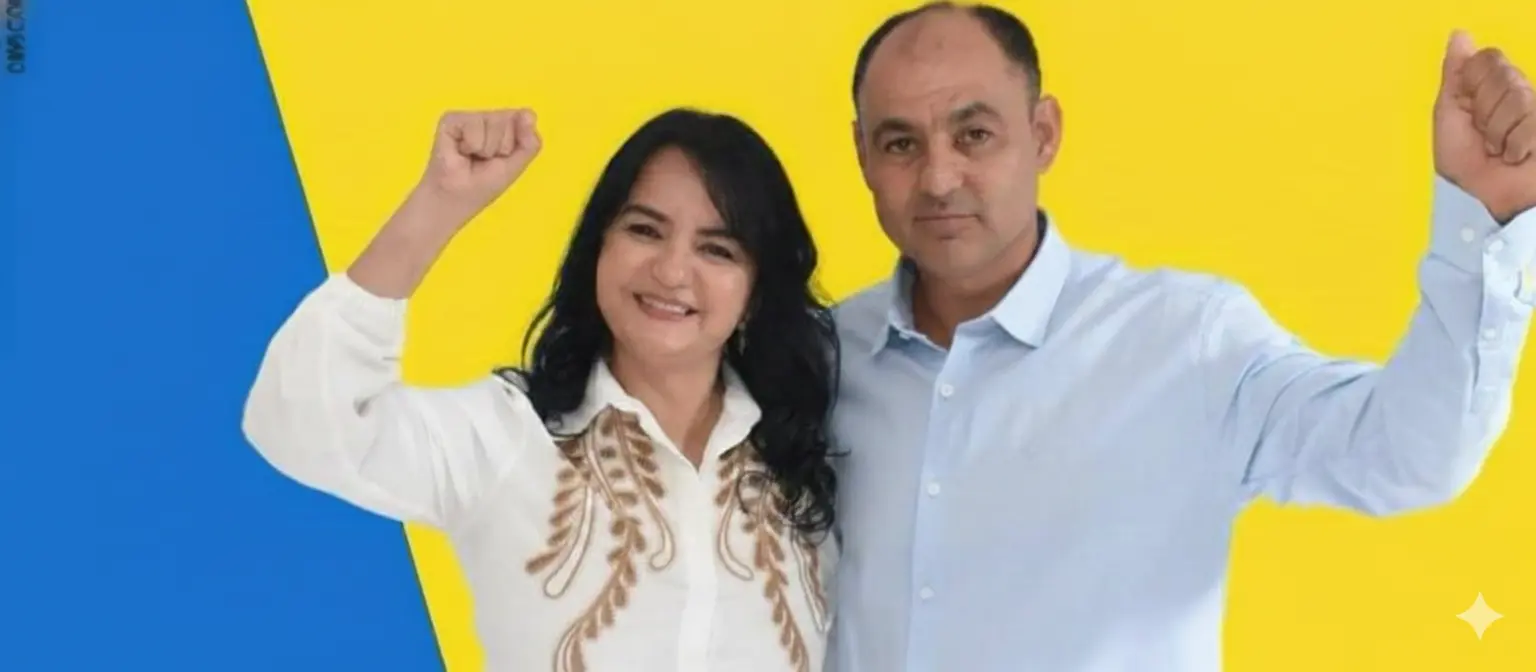 Prefeita de Davinópolis, Vanusa Aparecida Bento Gomes (Pode), e do vice-prefeito, Eraclides Ferreira da Fonseca (PL)