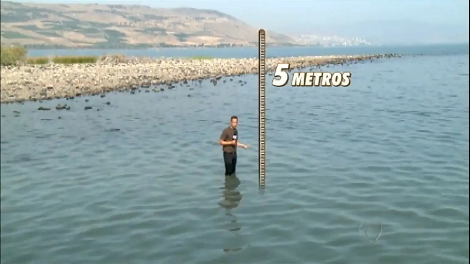 Herbert de Moraes no Mar da Galileia em 2016 quase secando