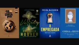 Junior Rostirola e Colleen Hoover e Freida McFadden e Michel Alcoforado 4 fotos