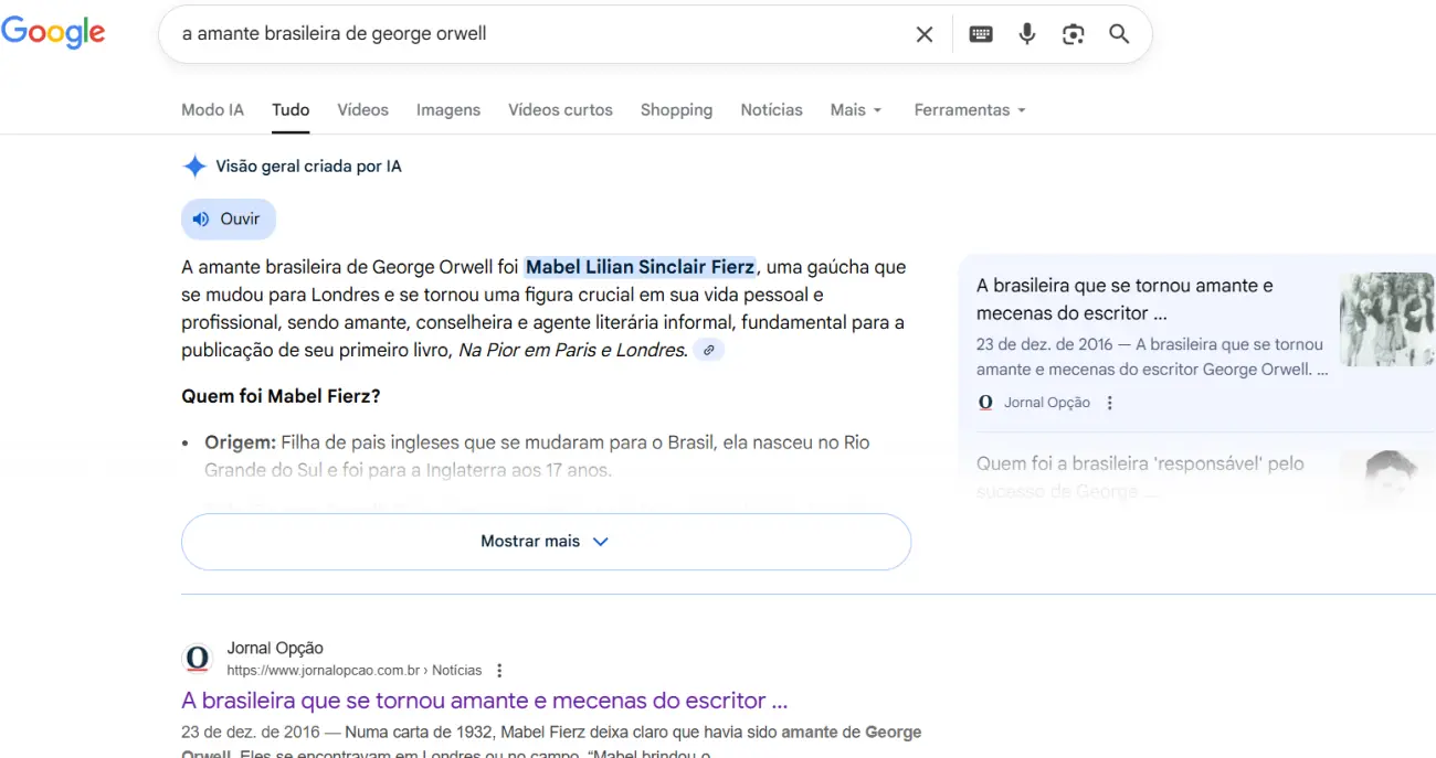 Amante brasileira de George Orwell 1300