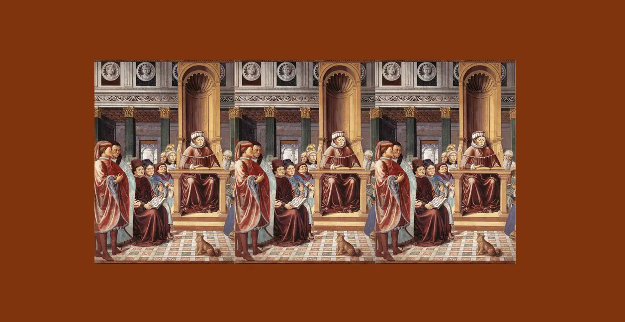 Santo Agostinho ensinando em Roma pintura de Benozzo Gozzoli 2
